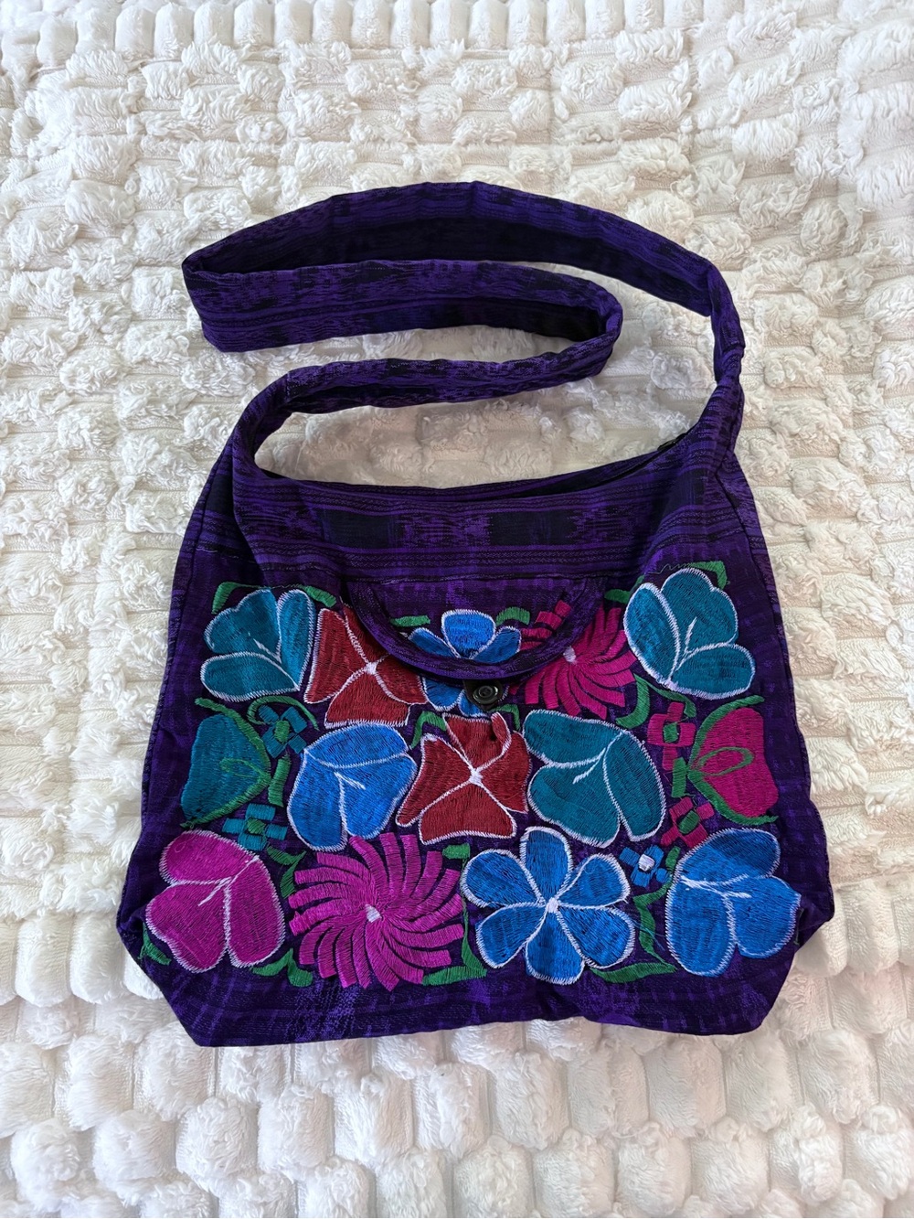Guatemalan Handmade Boho Hobo Floral Embroidered Shoulder Purse